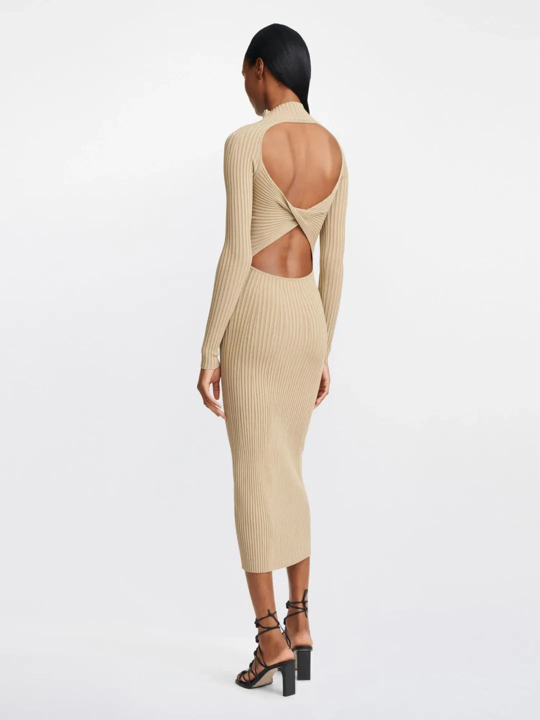 Dion Lee Stripe Rib Twist Dress Sahara Size 10 for rent on The Volte - main image