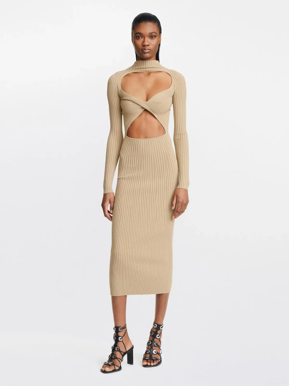 Dion Lee Stripe Rib Twist Dress Sahara Size 10 - Image 3
