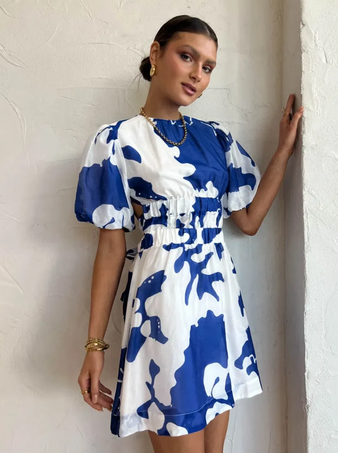 Sir the Label Vivi Open Back Mini Dress In Merce Abstract Print Size 3 / AU 12 for rent on The Volte - main image