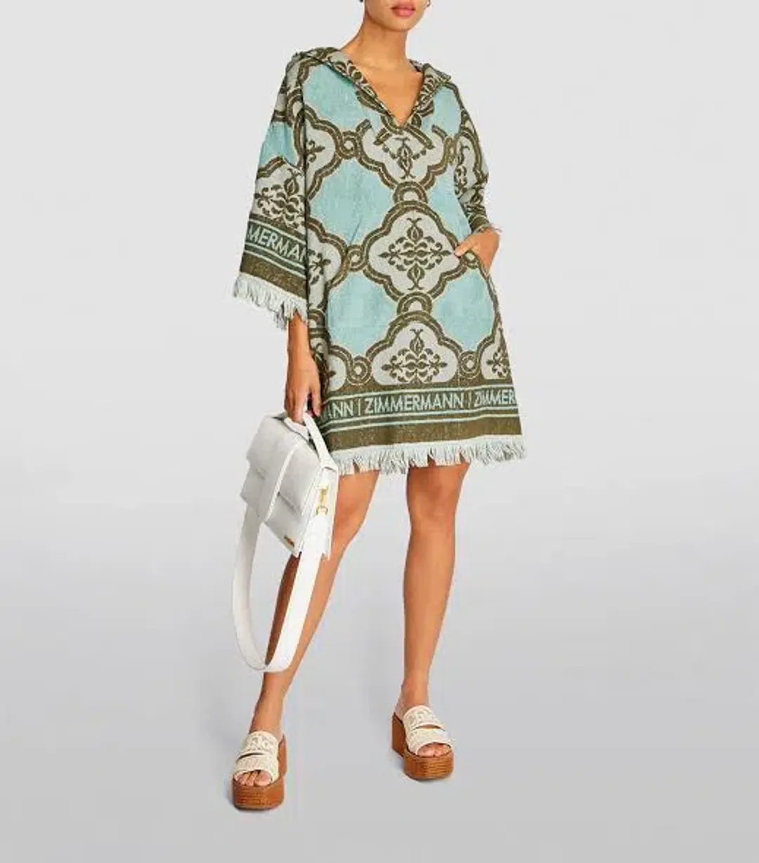 Zimmermann Lyre Fringed Terry Towel Mini Dress Blue Size 1 / AU 10 Toweling Coverup for rent on The Volte - main image