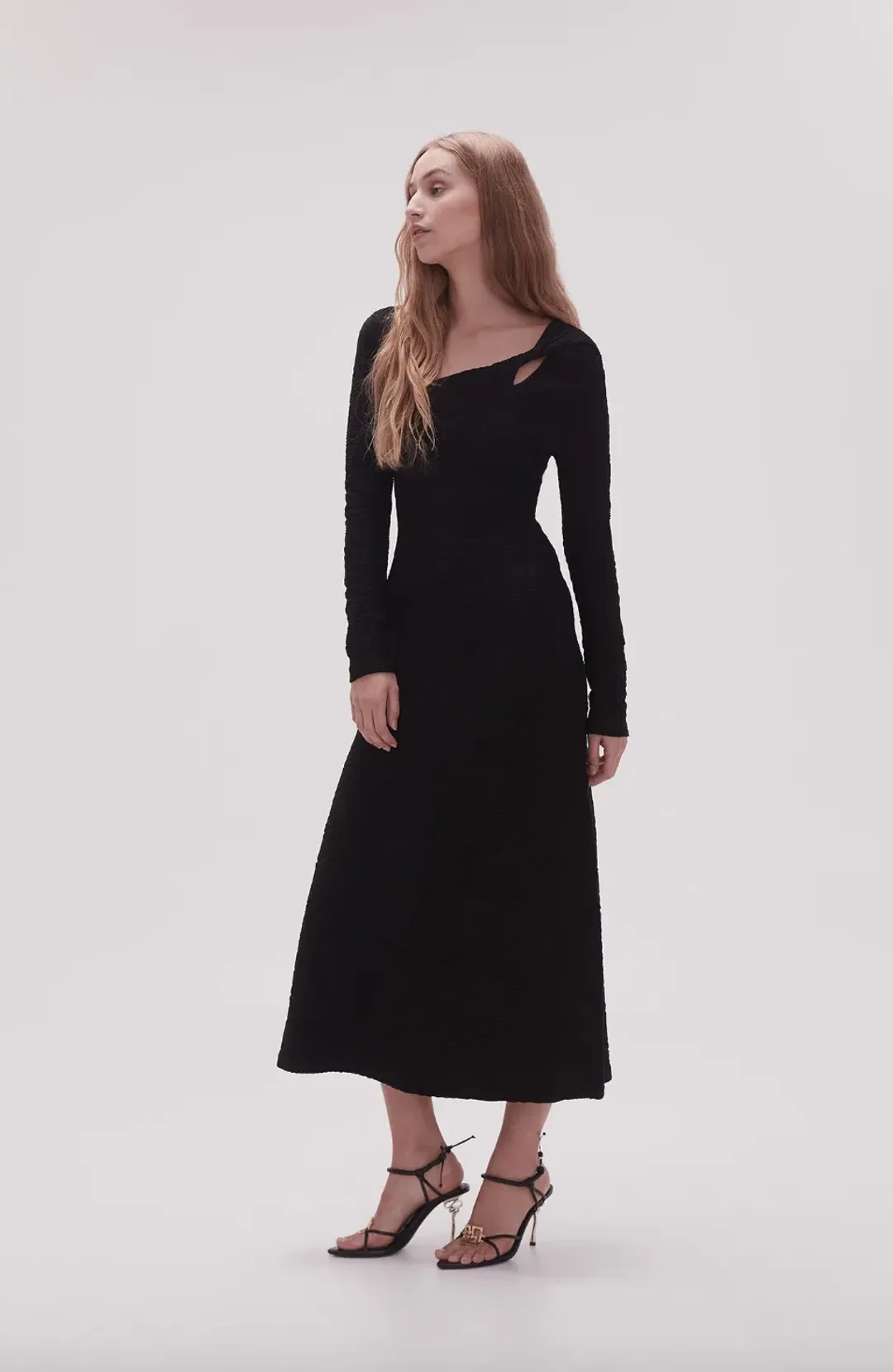 Aje Celeste Twist Knit Midi Dress Black Size M / AU 10 for rent on The Volte - main image