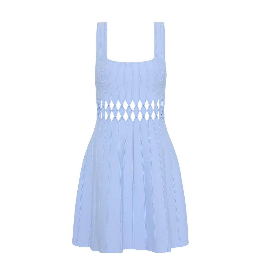 Aje Ney Diamond Cut Out Mini Dress Sky Blue Size AU 10 for rent on The Volte - main image
