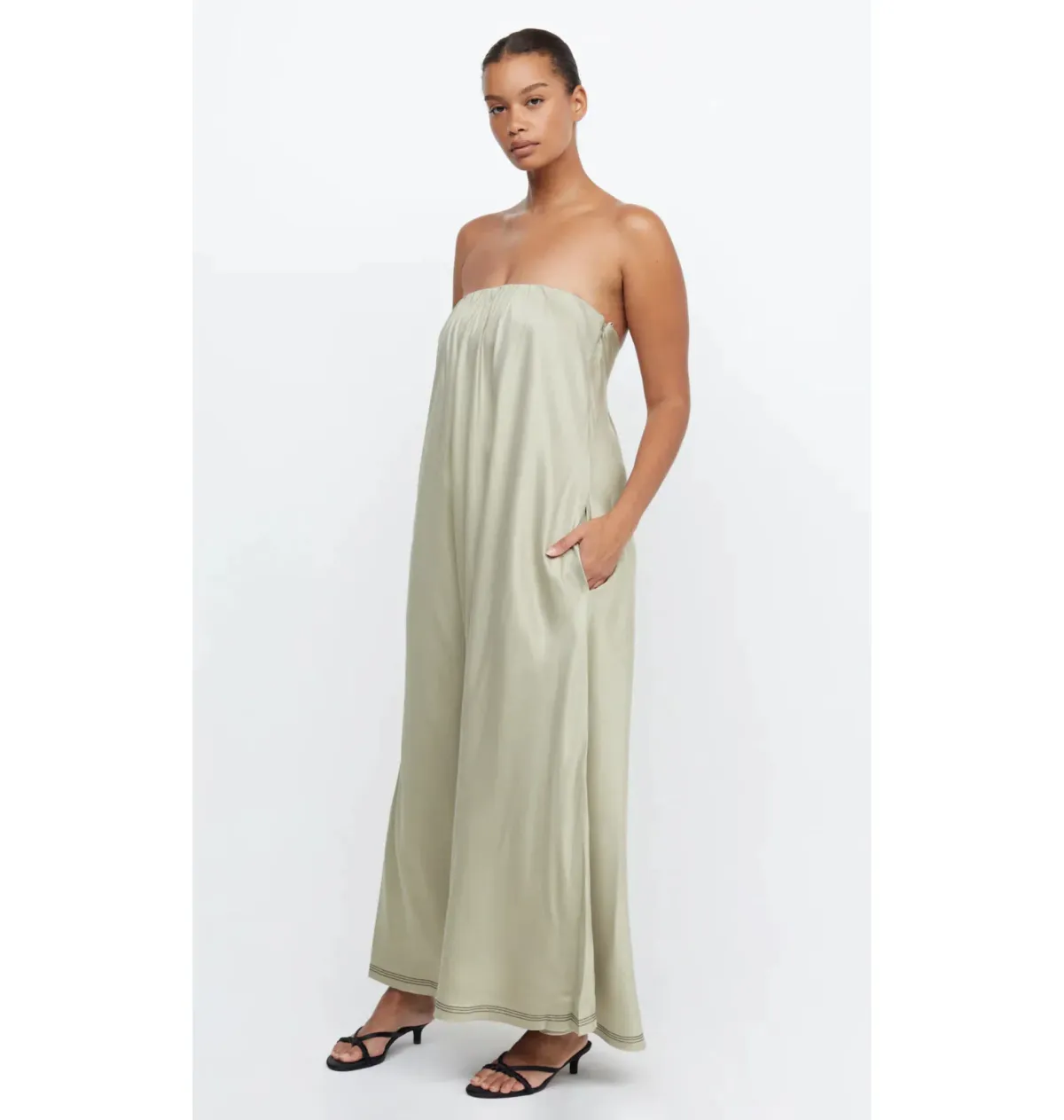 Bec And Bridge Tillie Strapless Maxi Dress Sage Size AU 12 - Image 2