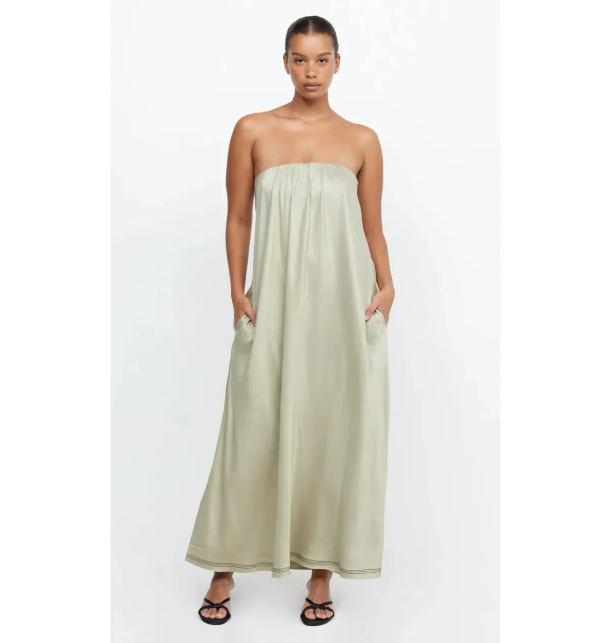 Bec And Bridge Tillie Strapless Maxi Dress Sage Size AU 12 - Image 1