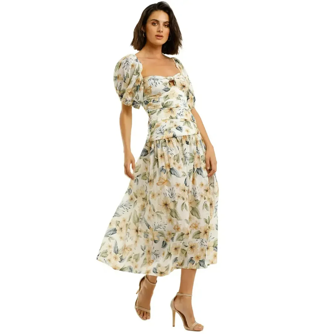 Bec & Bridge Fleurette Off Shoulder Dress Floral Size AU 6 for rent on The Volte - main image
