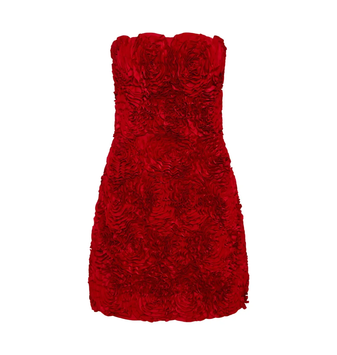 Aje Gazer Rosette Mini Dress Scarlet Red Size AU 4 for rent on The Volte - main image