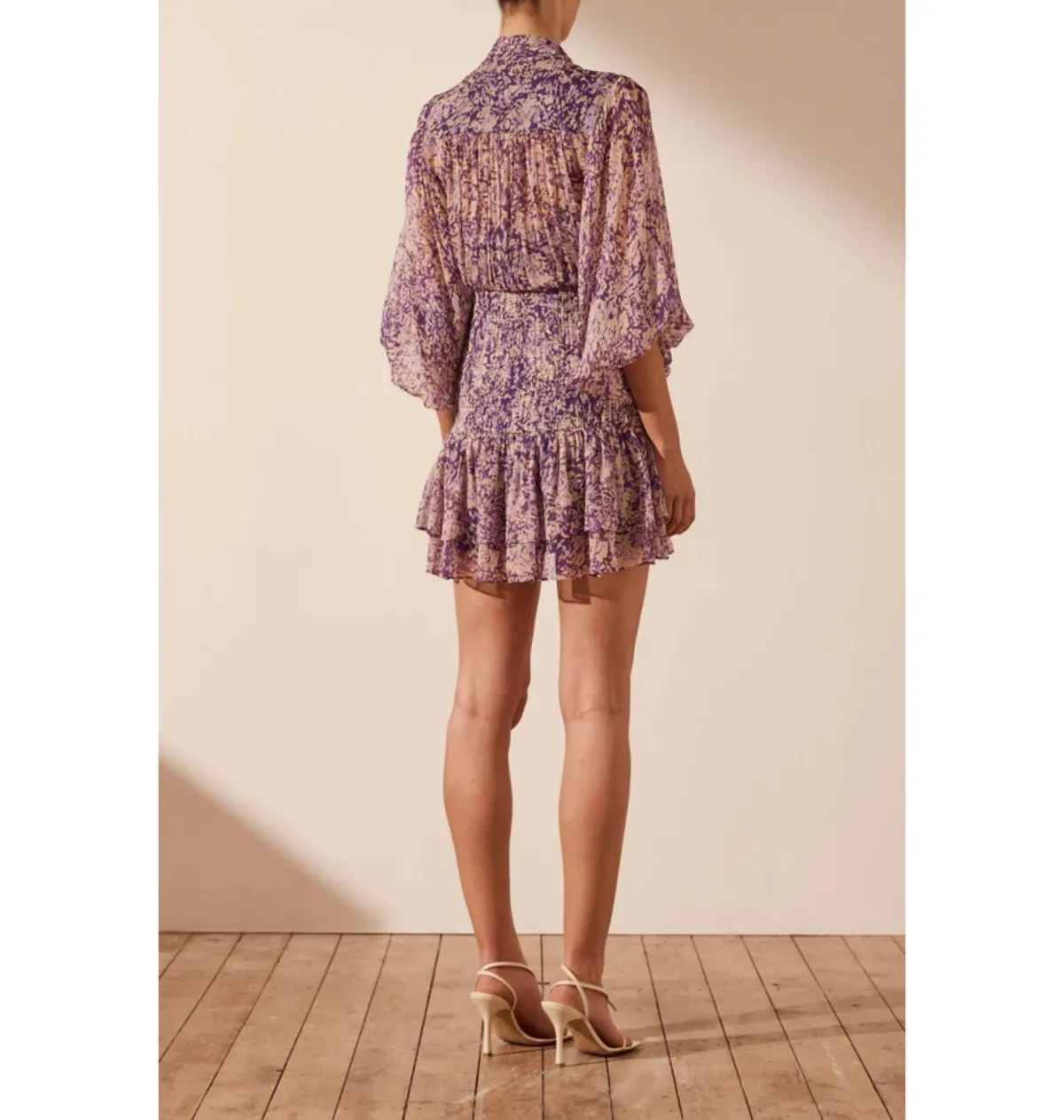 Shona Joy Aurier Button Up Ruched Mini Dress In Aurier Print Size AU 6 - Image 3