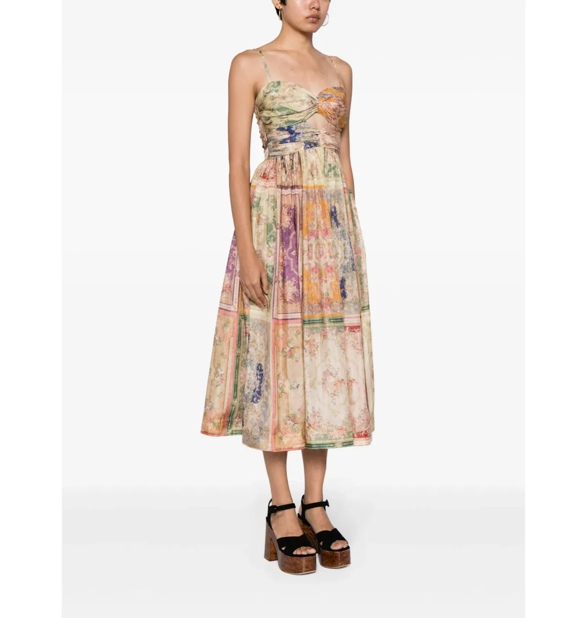 Zimmermann August Tie front Midi Dress  in Patch Floral Size 3 / AU 14 - Image 2