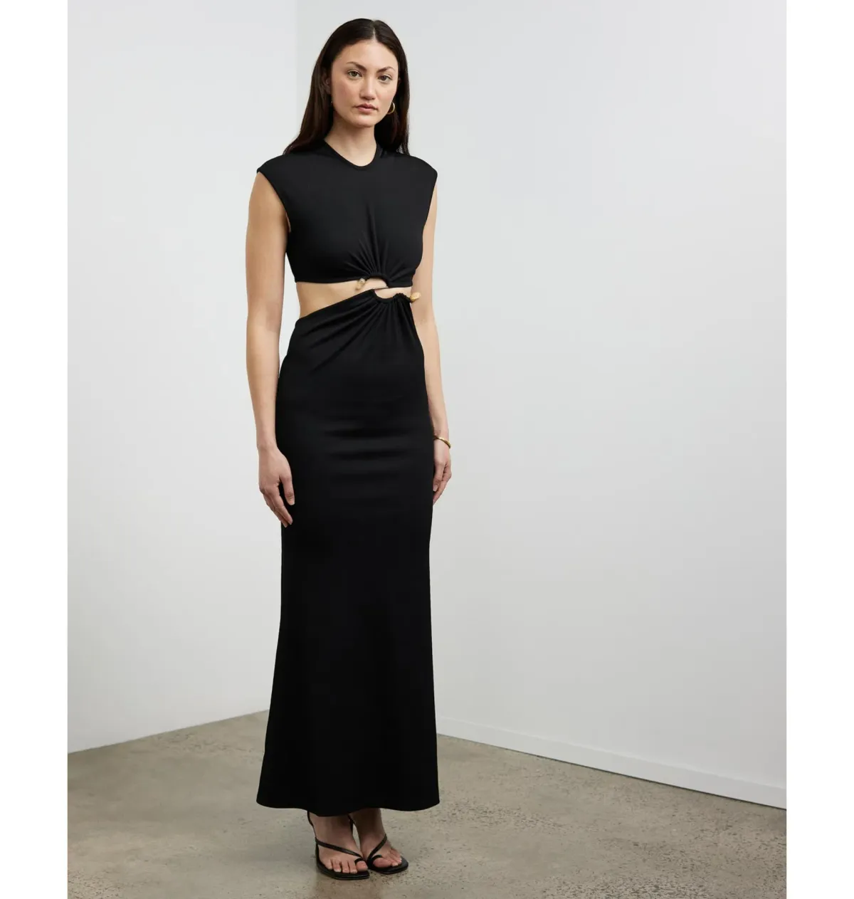 Christopher Esber Distorted Quartz Split Tank Dress in Black Size AU 12 - Image 1