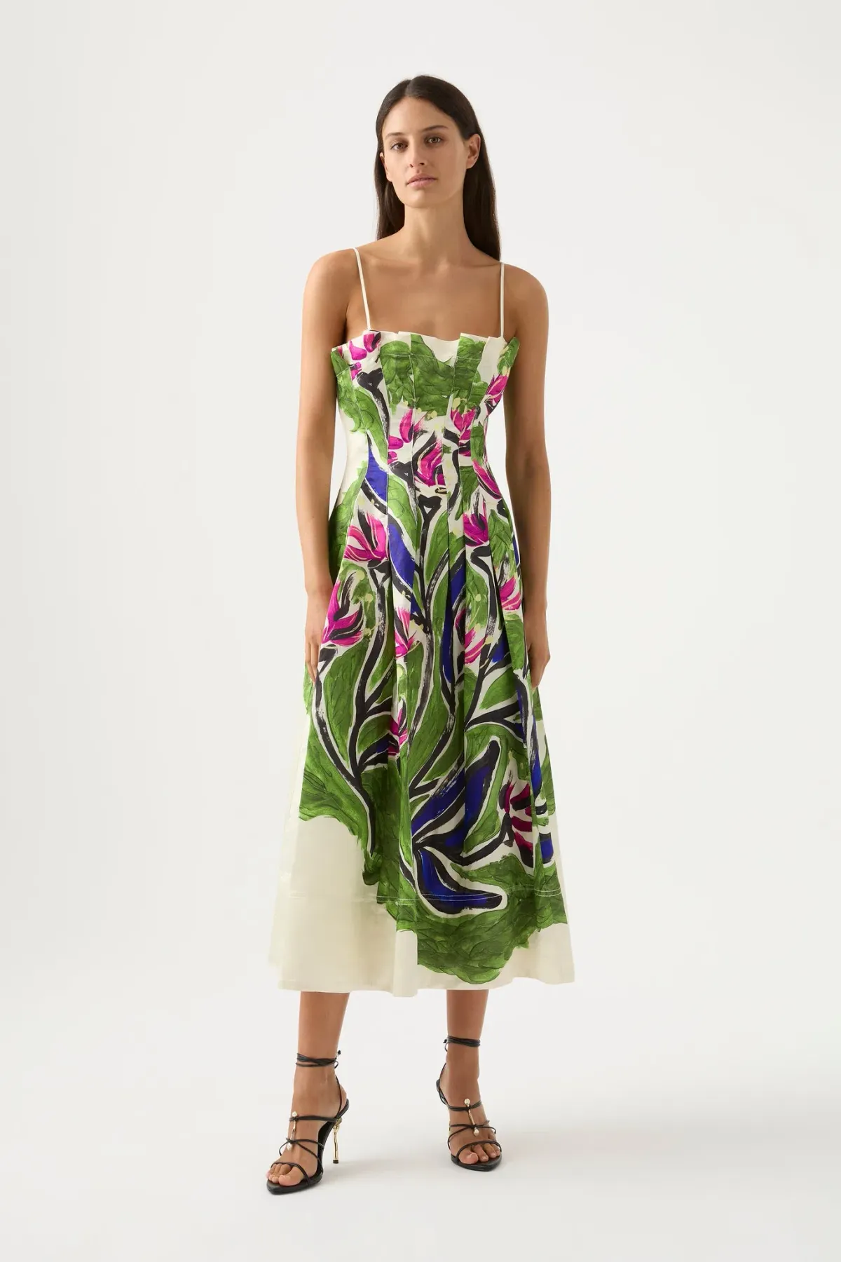 Aje Paradiso Cinched Midi Dress Print Size 8 - Image 1