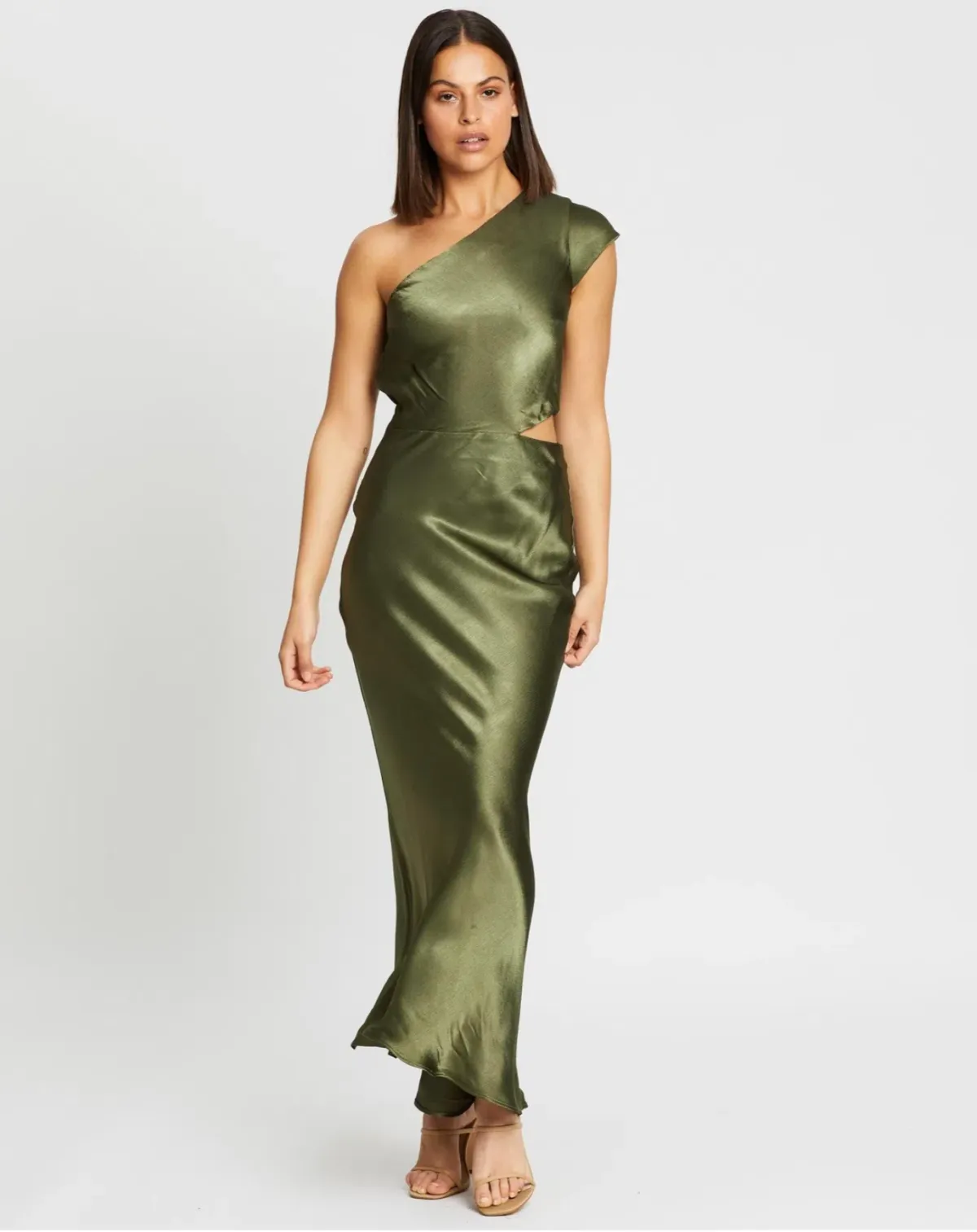 Bec & Bridge Delphine Asym Midi Dress Green Size 8 - Image 1
