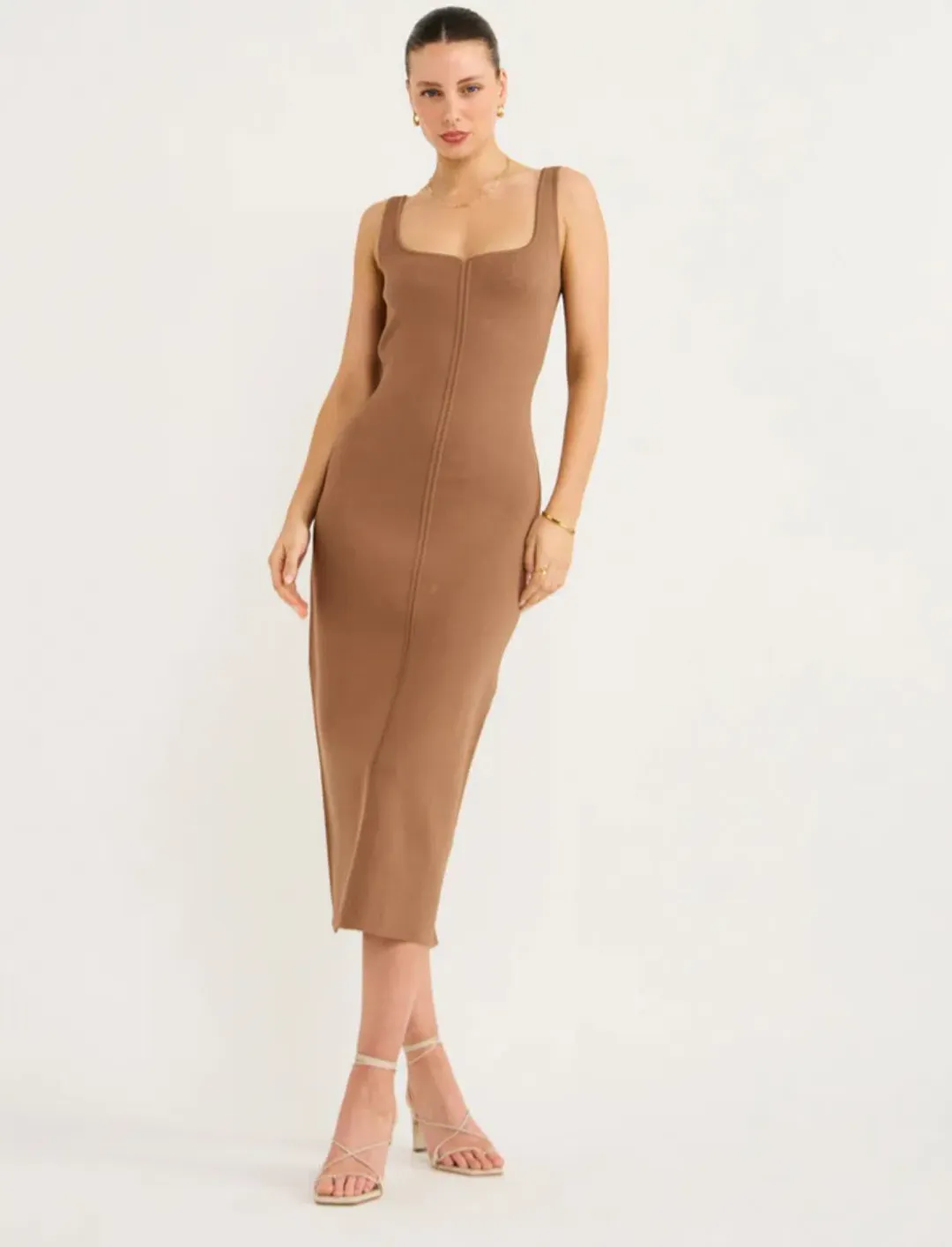 Clea Parsons Crepe Knit Dress In Hazel Size XS/ AU 6 for rent on The Volte - main image