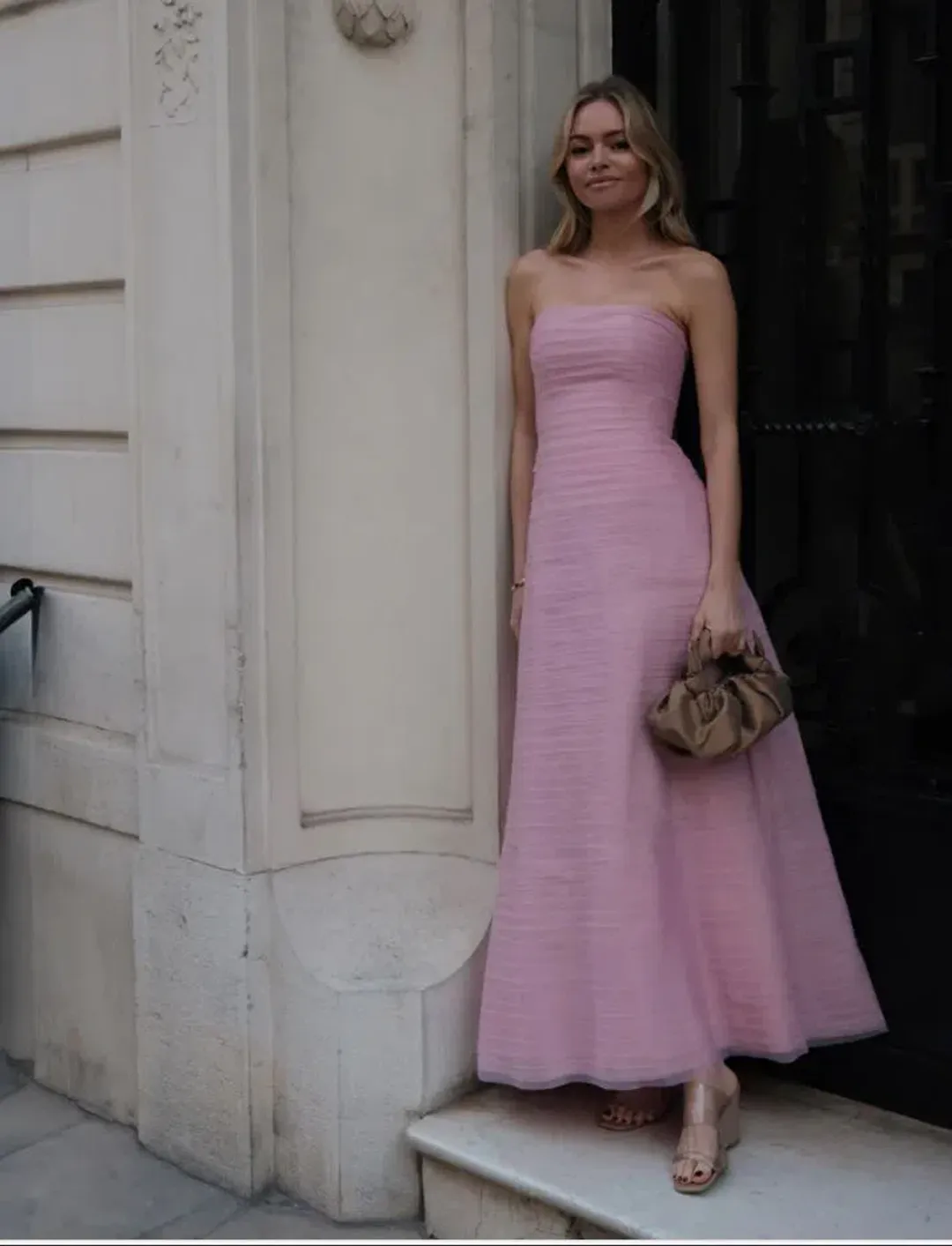 Aje Soundscape Maxi Dress in Chalk Pink Size 8 for rent on The Volte - main image