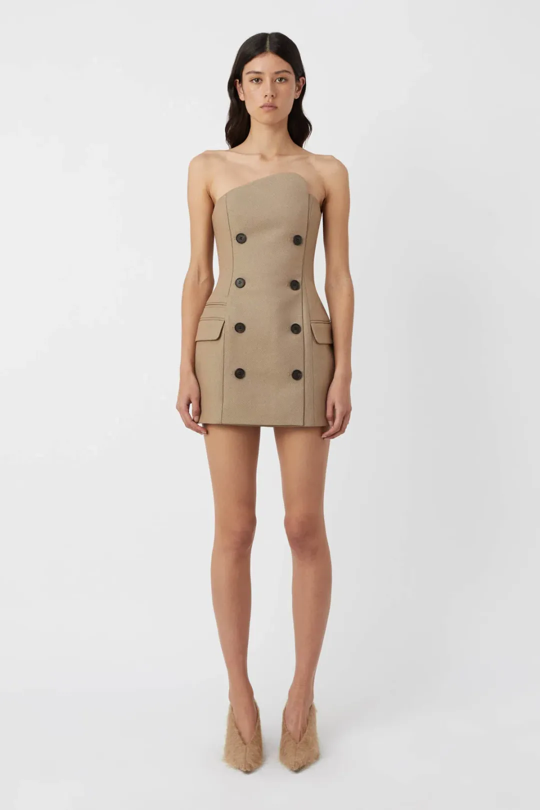 Camilla and Marc Asteria Strapless Mini Dress in Tan Brown Size 10    for rent on The Volte - main image