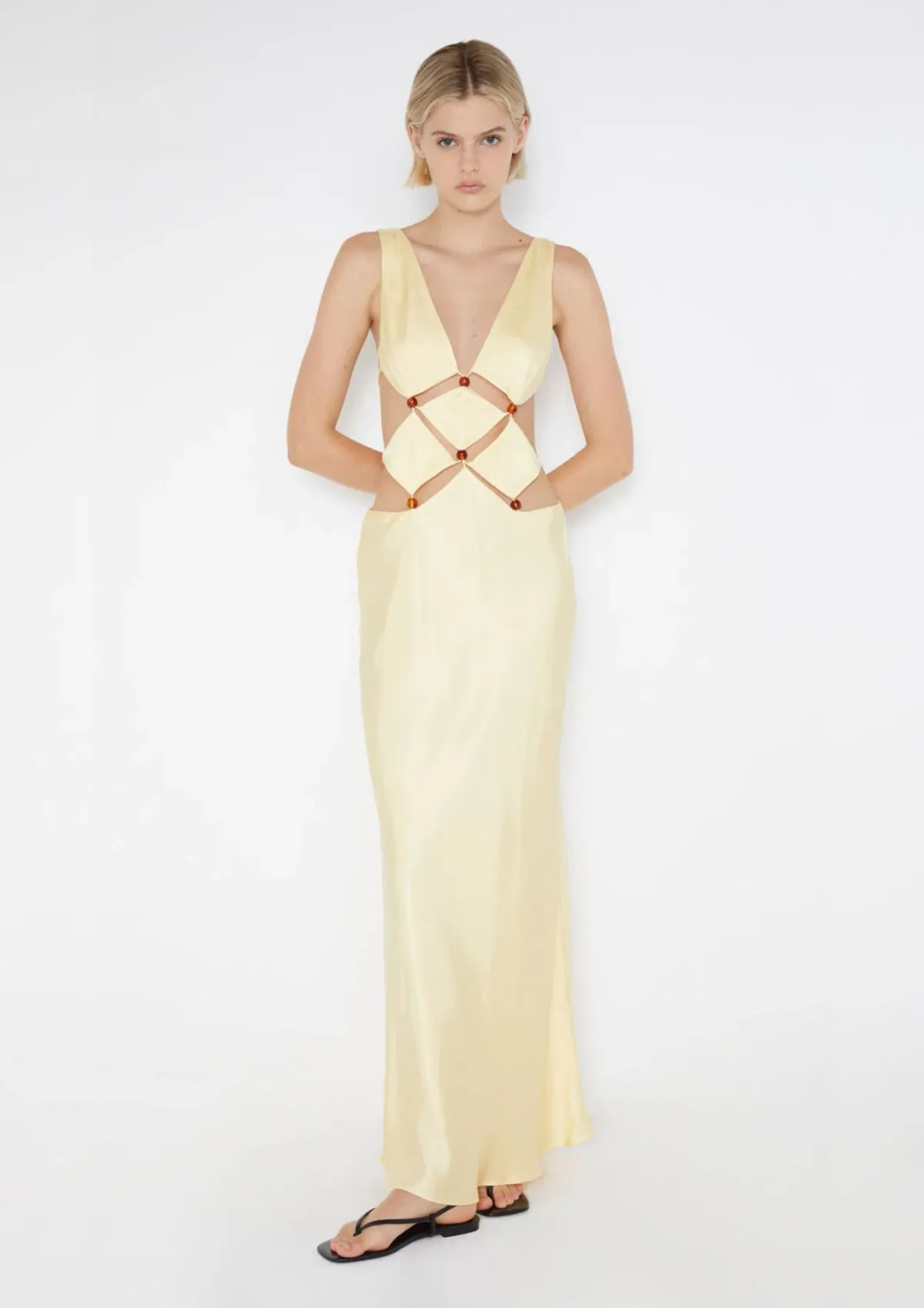Bec & Bridge Agathe Diamond Dress Butter Yellow Size 10 - Image 1
