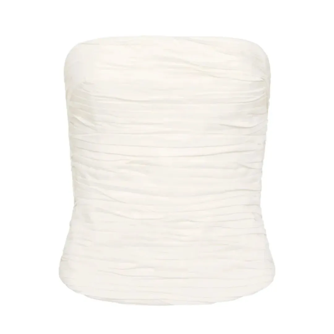 Aje Sunbeam Ruched Bustier and Carrie Mini Skirt Set Ivory Size 4 for rent on The Volte - main image