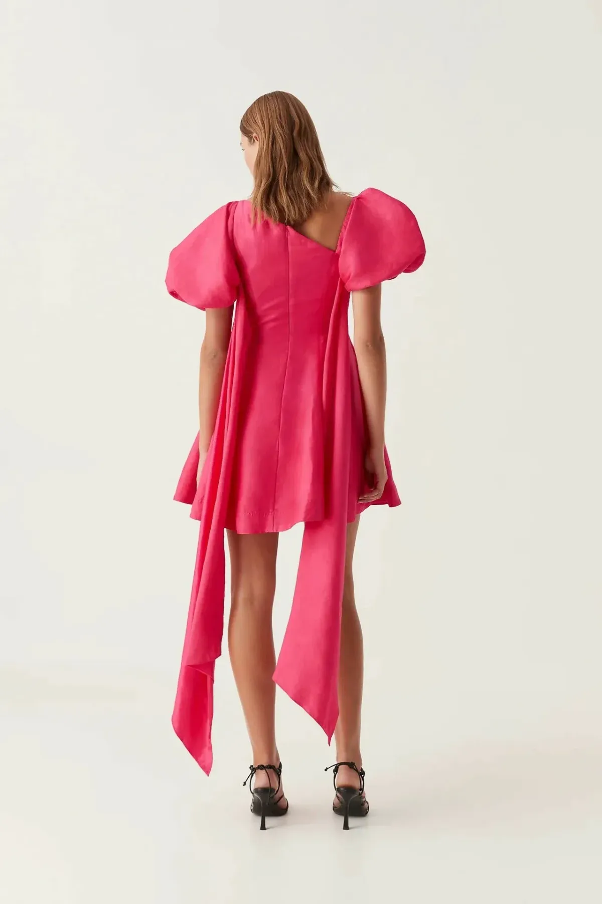 Aje Arista Tulip Sleeve Mini Dress Bougainvillea Red Pink Size AU 12 - Image 3