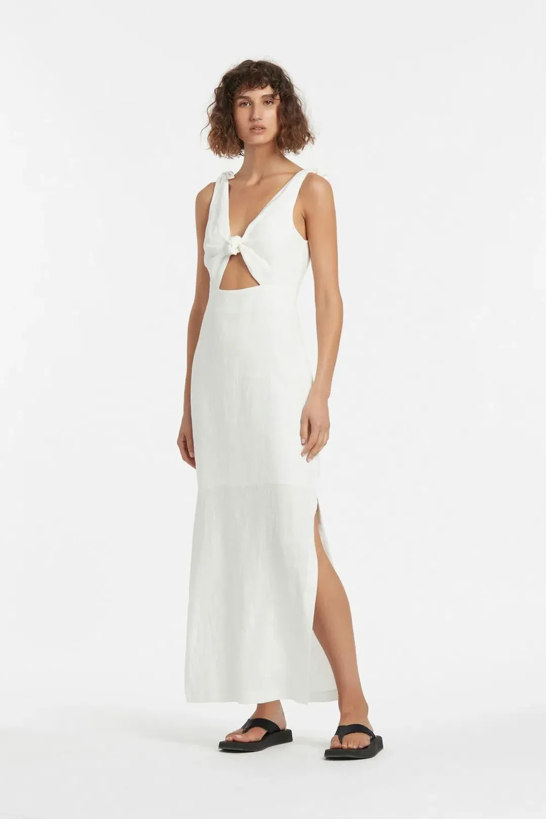 Sir the Label Alexandre Tie Midi Dress Ivory Size 1 / AU 8 for rent on The Volte - main image