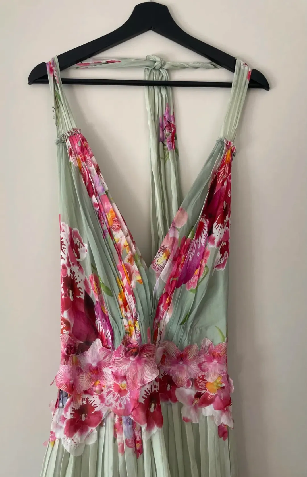Alberta Ferretti Silk Floral Dress Green Size 8 for rent on The Volte - main image