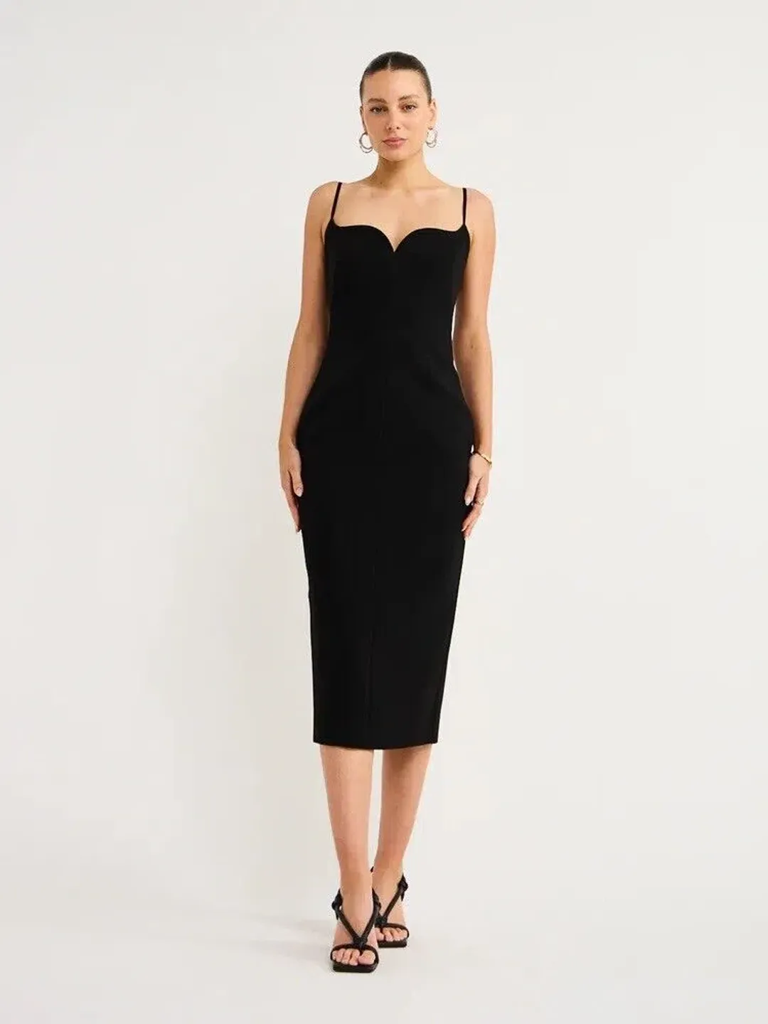 Rachel Gilbert Loren Sweetheart Neck Midi Dress Black Size 0 / AU 6 for rent on The Volte - main image