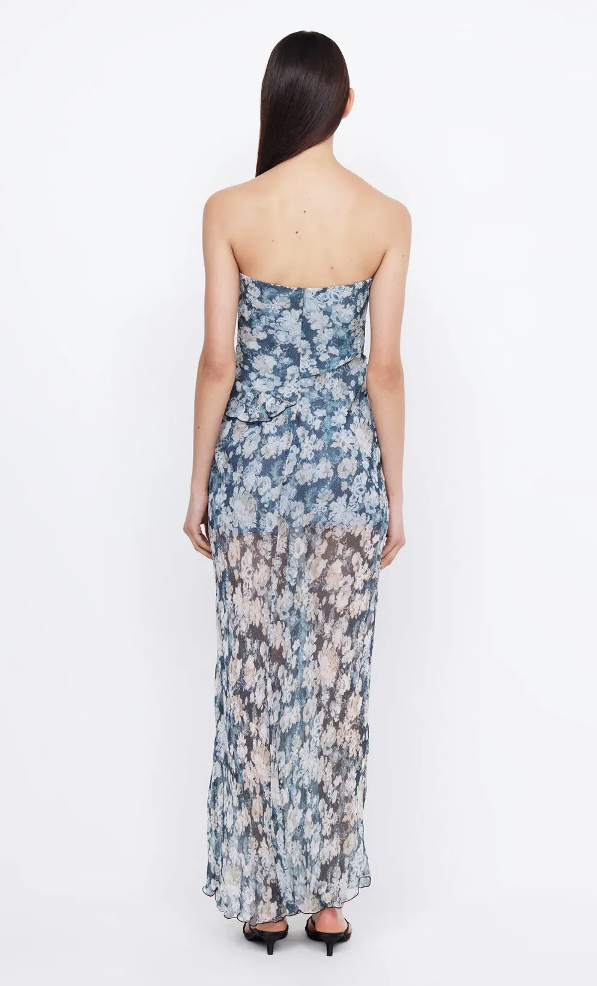 Bec & Bridge Opal Strapless Maxi Dress Denim Floral Size AU 6  - Image 3