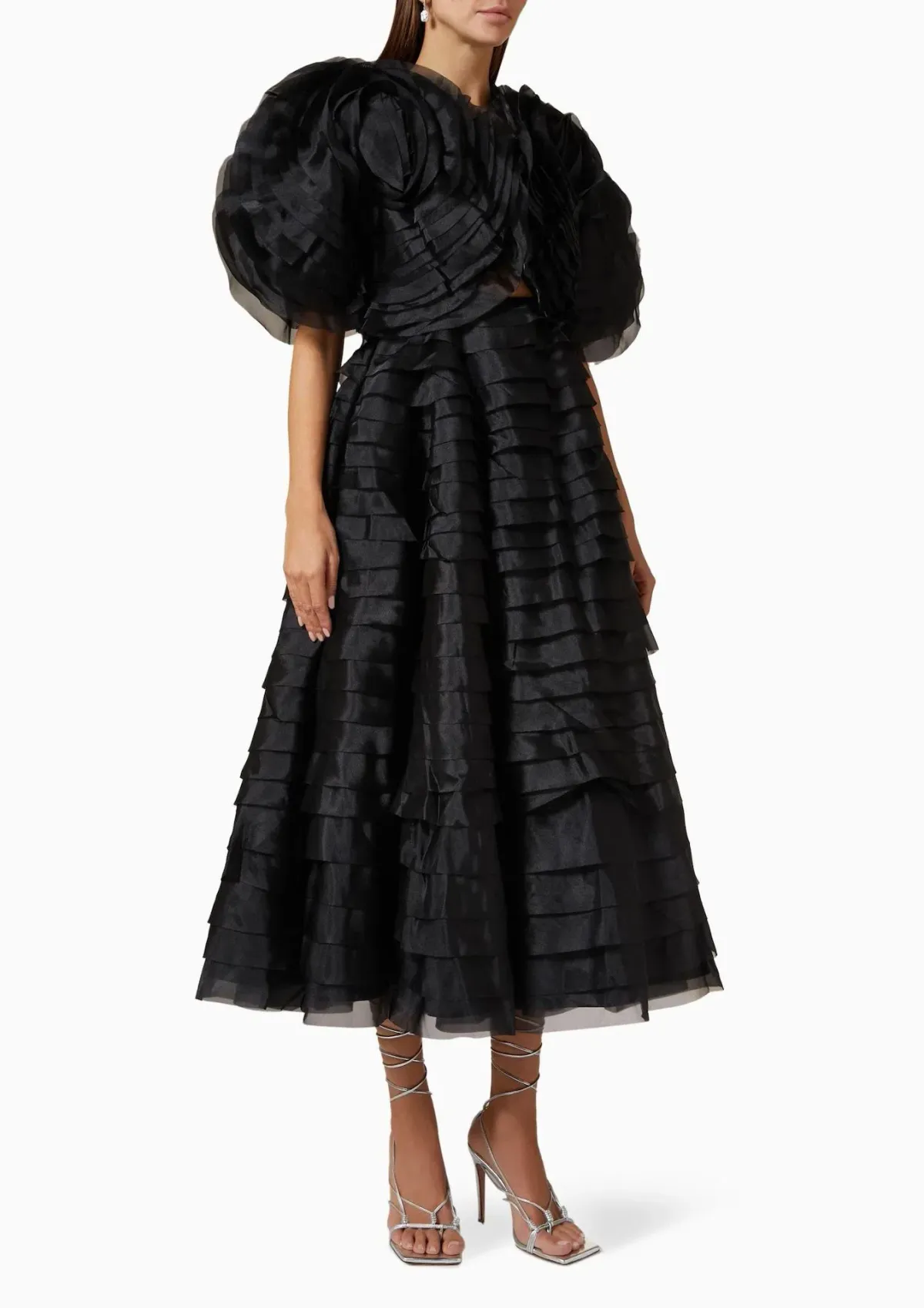 Aje Amour Ruffle Midi Dress Black Size 6 - Image 1