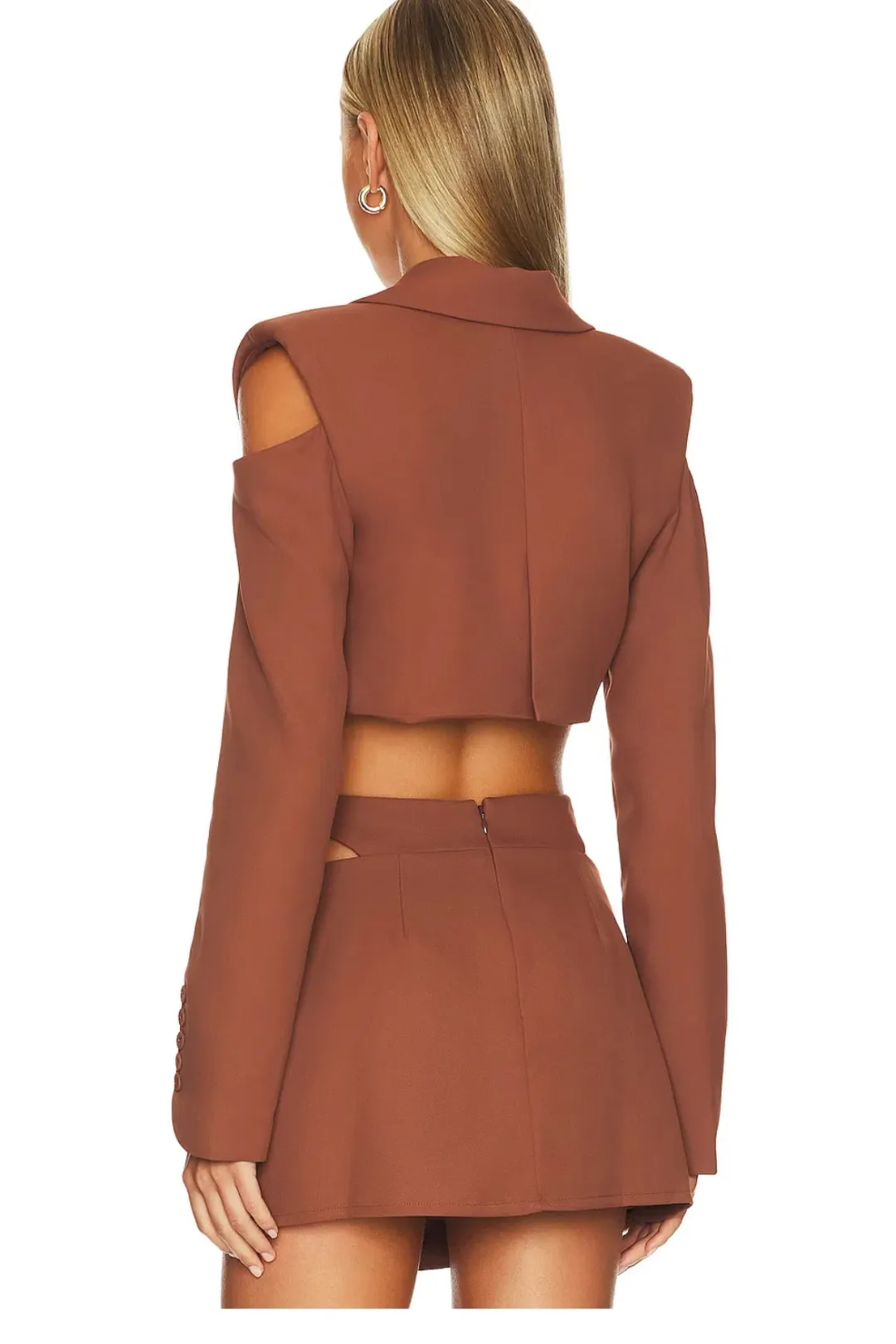 For Love & Lemons Alysa Crop Top and Mini Skirt Set Brown Size S / AU 8 for rent on The Volte - main image