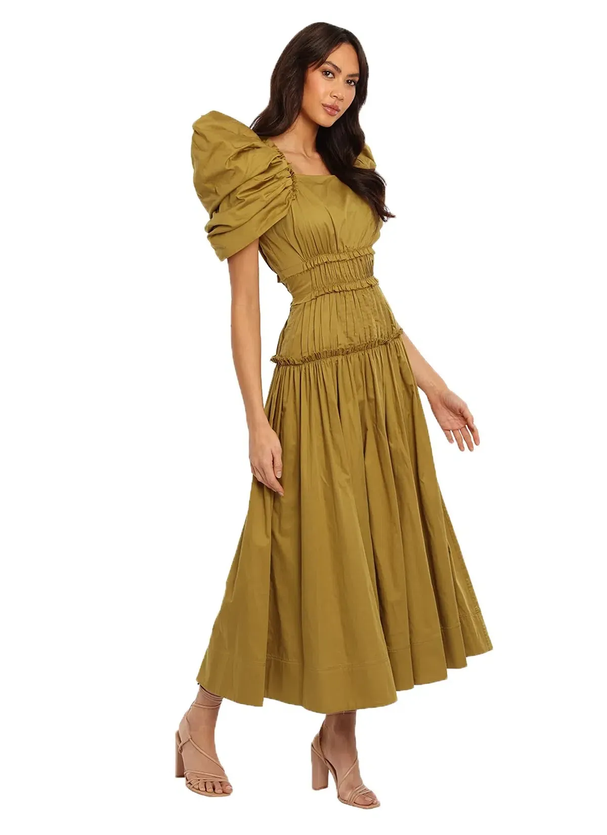 Aje Frequency Midi Dress Khaki Size 6 - Image 2