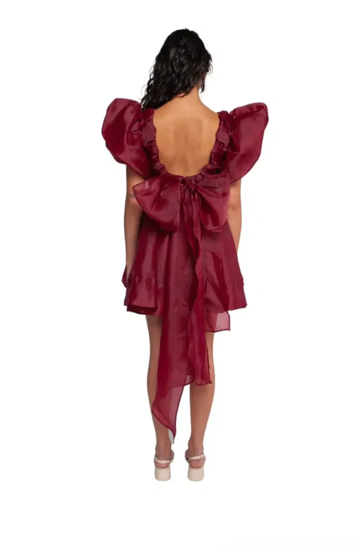 Aje Gretta Organza Mini Dress Burgundy Size 6 - Image 2