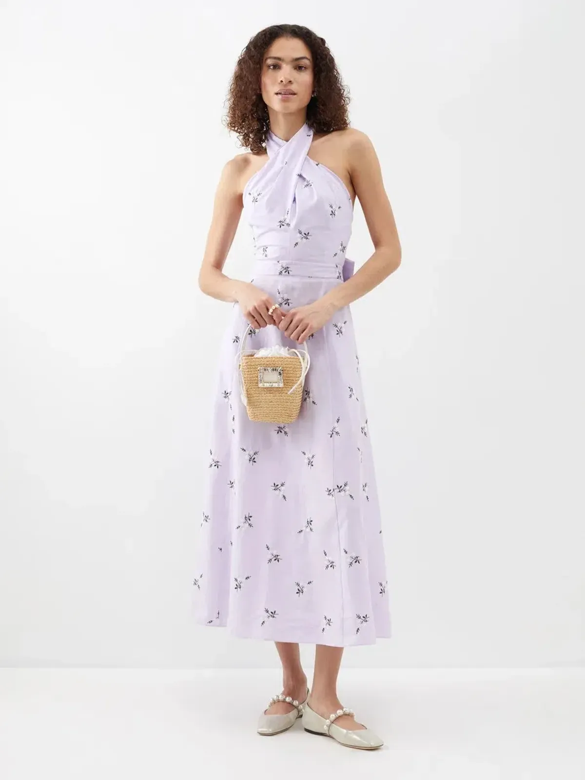 Erdem Selene Halterneck Dress Purple Size 16 - Image 4