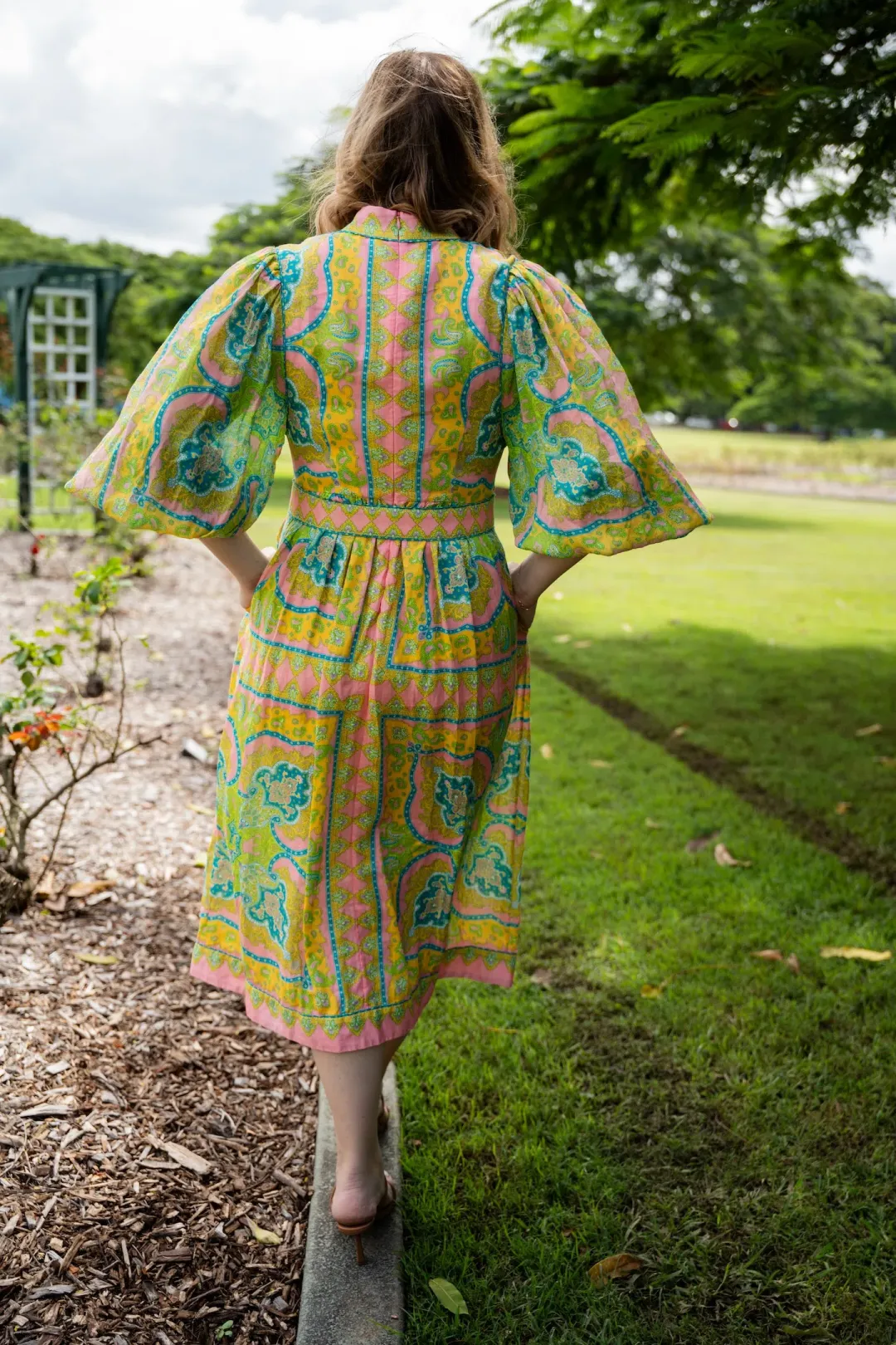 Zimmermann Estelle Buttoned Midi Dress Print Size 16 for rent on The Volte - main image