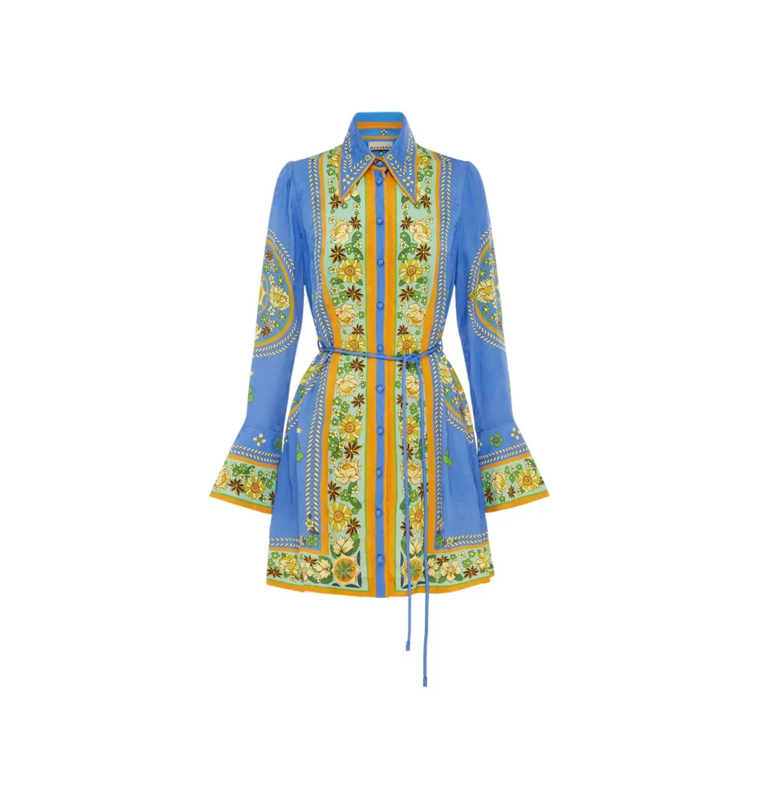 Alemais Linda Mini Dress in Blue Print Size AU 6 for rent on The Volte - main image