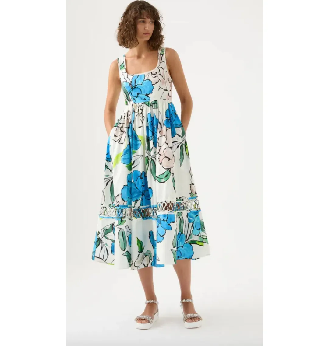 Aje Erika Cut Out Midi Dress Floral Size AU 10  for rent on The Volte - main image