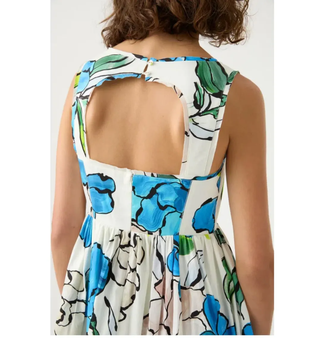Aje Erika Cut Out Midi Dress Floral Size AU 10  for rent on The Volte - main image