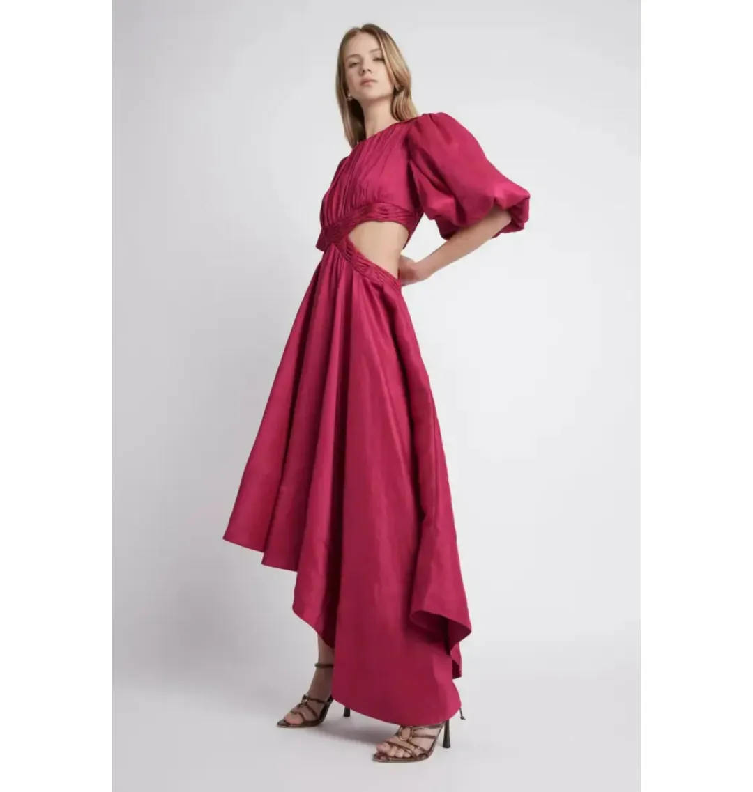 Aje Tidel Tucket Cut Out Midi Dress Pink Size AU 8 for rent on The Volte - main image