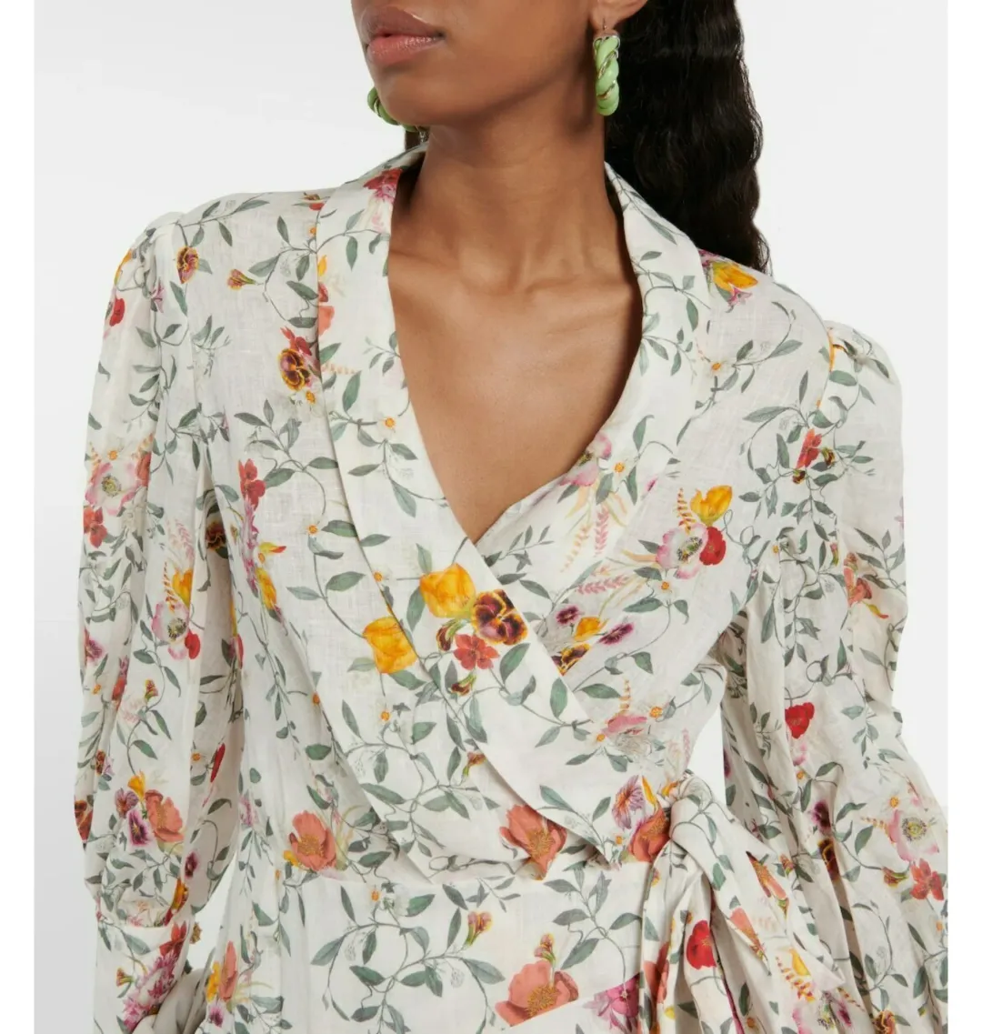 Zimmerman Linen Wrap Minidress Floral Size 1 / AU 10 for rent on The Volte - main image