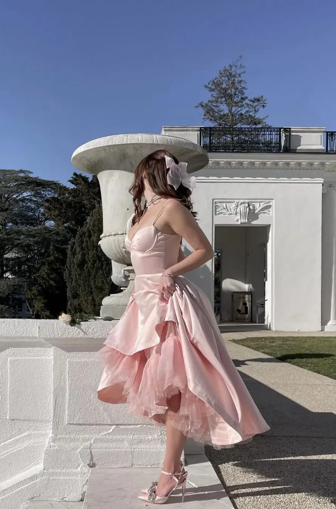 House of CB Mademoiselle Midi Dress Ballerina Pink Size AU 8  for rent on The Volte - main image