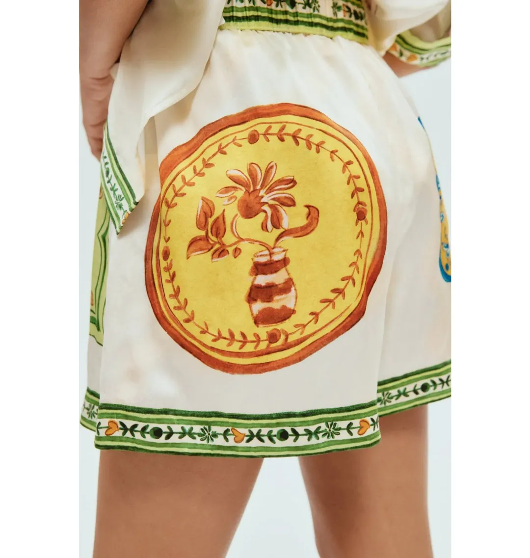 Alemais Porcelain Silk Shirt and Short Set Print Size AU 10 for rent on The Volte - main image