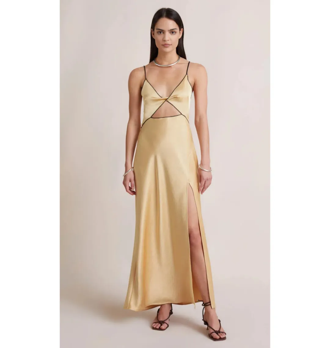 Bec & Bridge Hazel Maxi Dress Wheat/Yellow Size AU 6  for rent on The Volte - main image