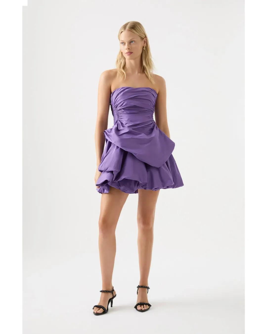 Aje Daybreak Strapless Mini Dress Deep Violet Size AU 10 for rent on The Volte - main image