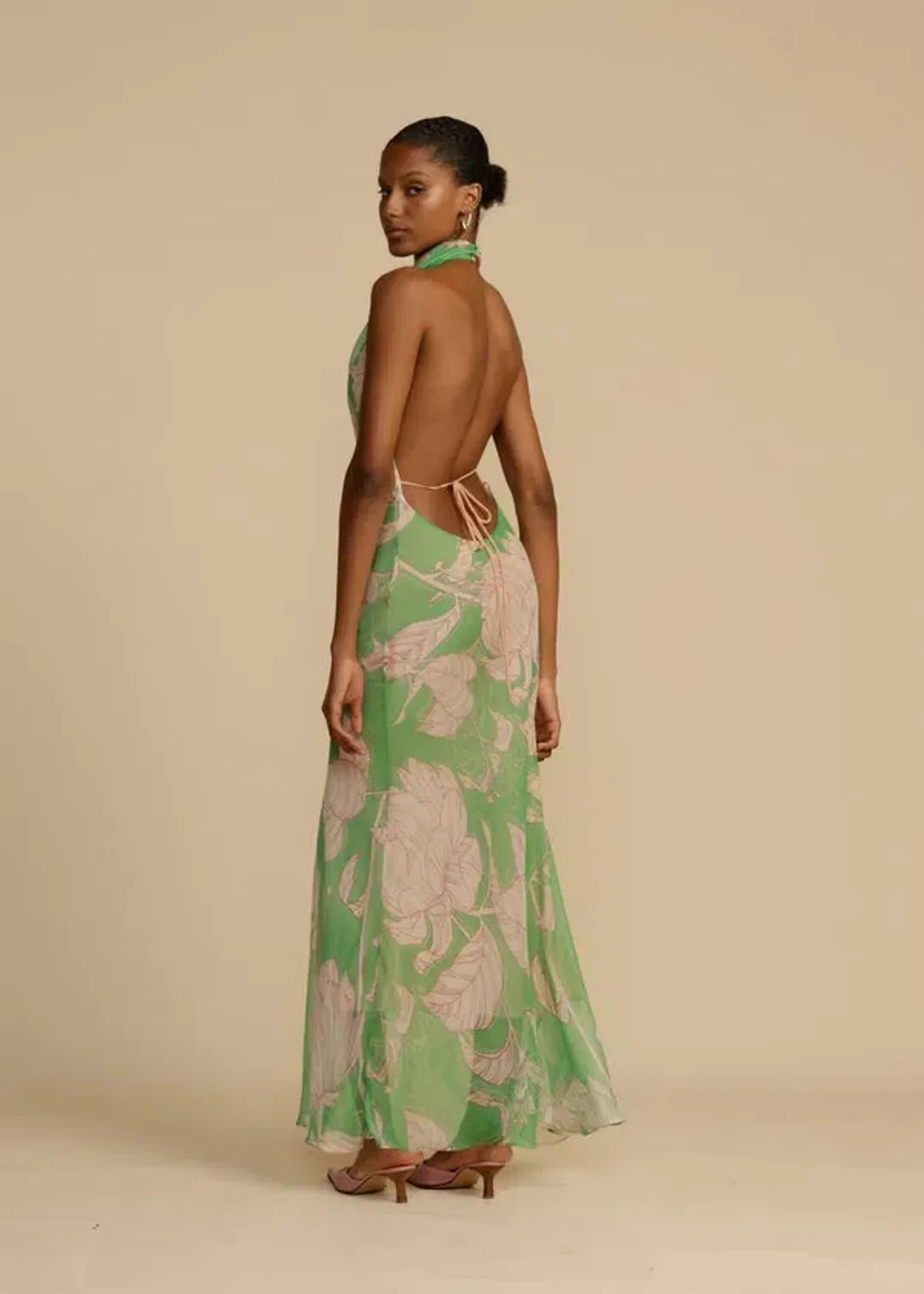 Arcina Ori Josephine Dress Green Floral Print Size S /  AU 8 for rent on The Volte - main image