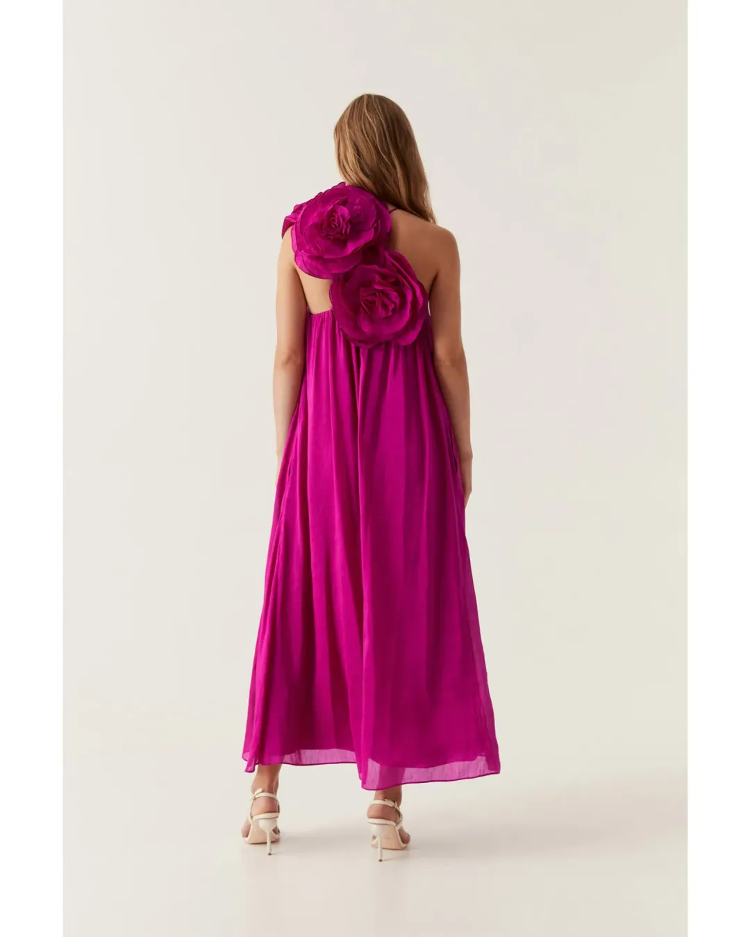 Aje Quintessa Flower Midi Dress in Deep MAgenta Size AU 14 for rent on The Volte - main image
