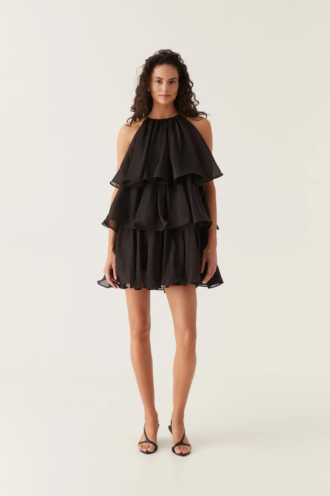 Aje Claudia Tiered Mini Dress Black Size 8 for rent on The Volte - main image