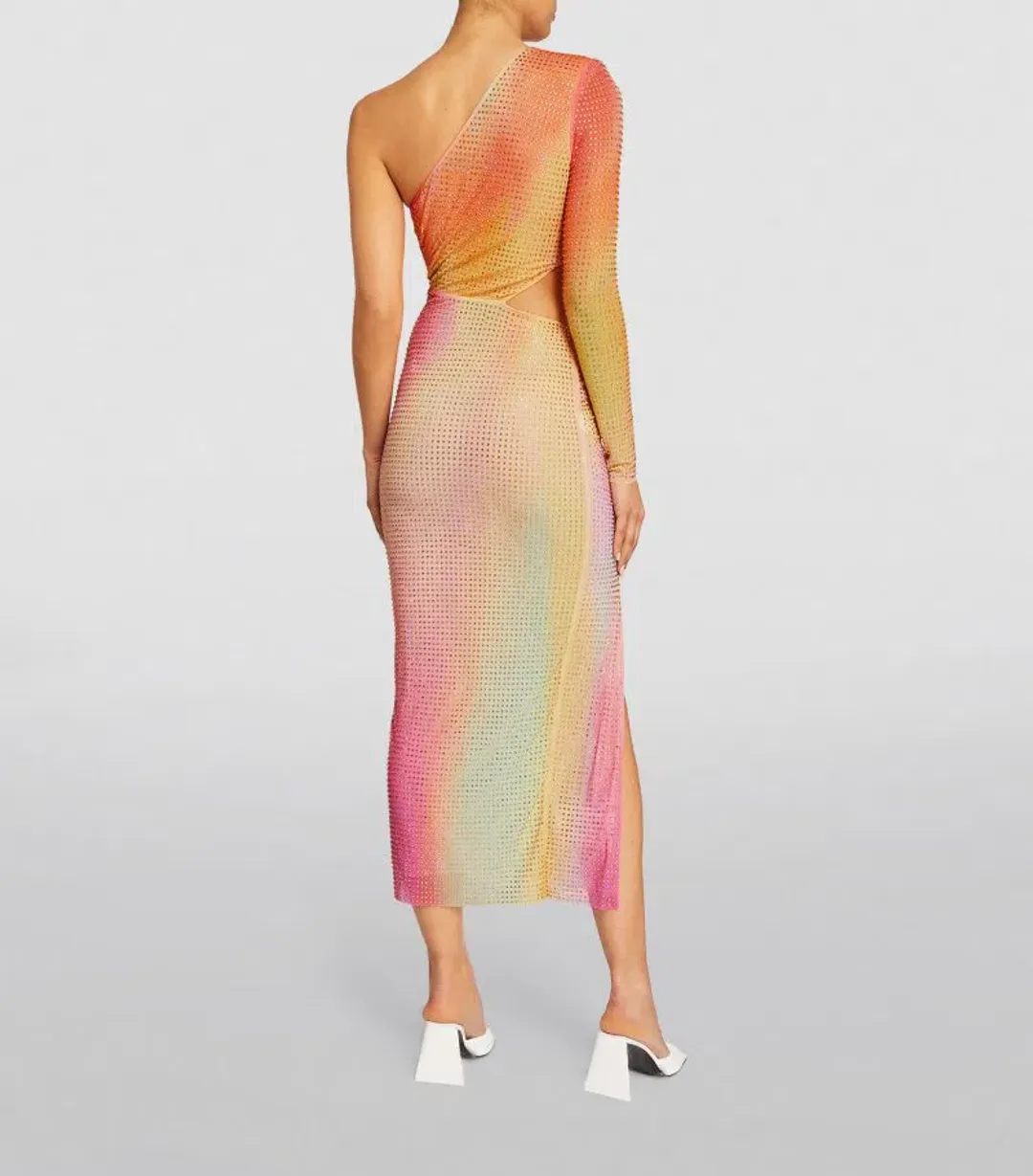 Self-Portrait Rhinestone Embellished One Shoulder Midi Dress Multi Size XS / AU 6 for rent on The Volte - main image