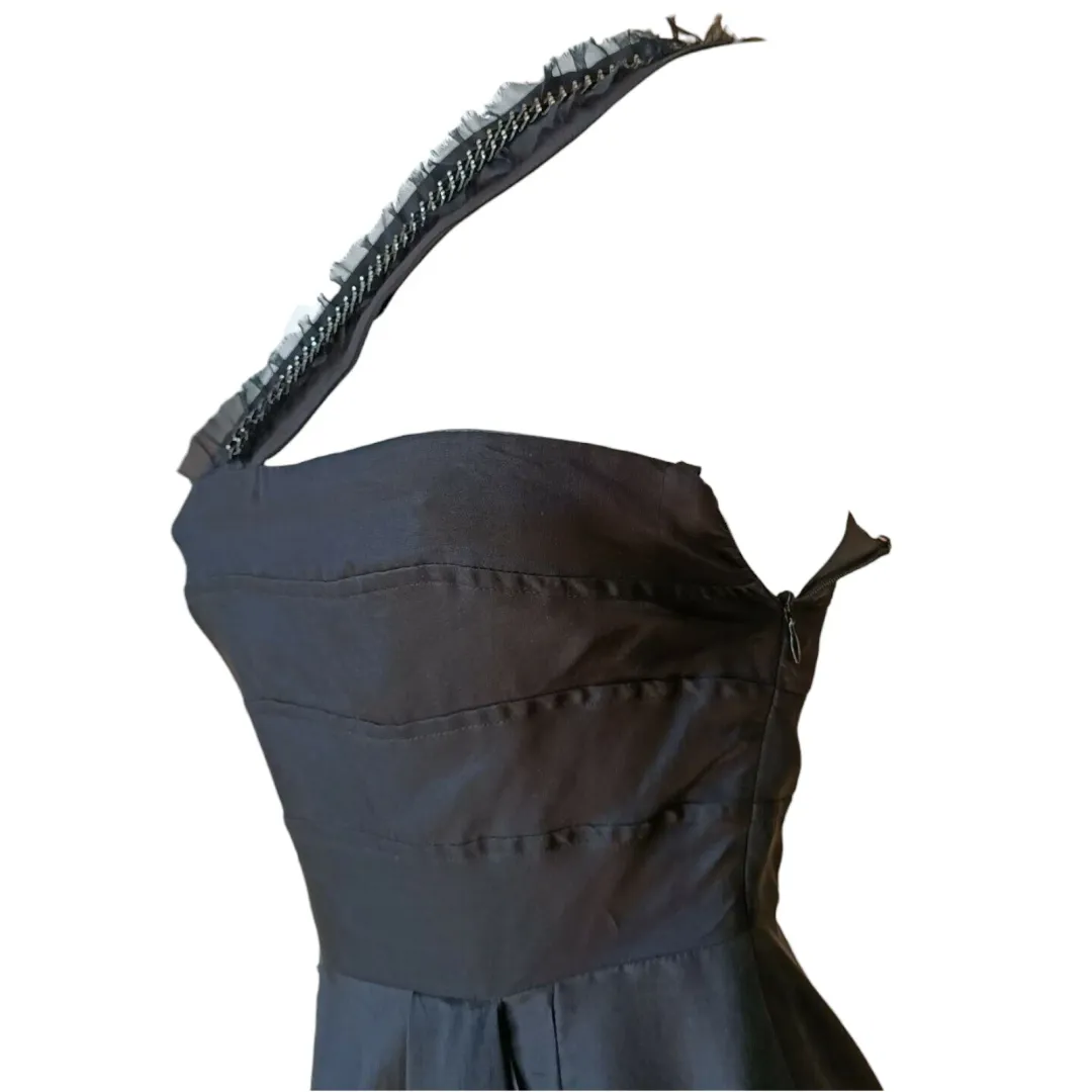 Rachel Gilbert One Shoulder Silk Mini Dress Black Size 0 / AU 6 for rent on The Volte - main image