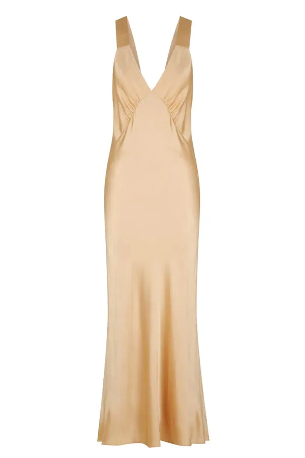 Shona Joy Felicity Plunge Midi Dress Porcini Gold Size 10 - Image 5
