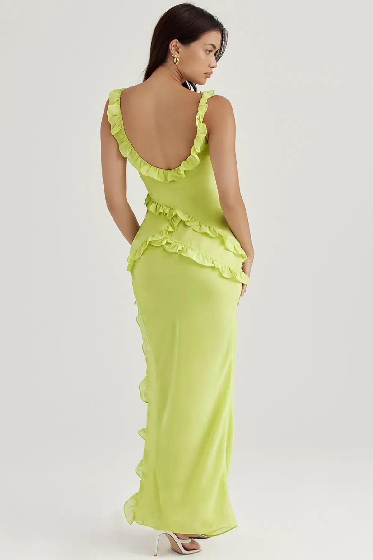 House of CB Pixie Ruffle Maxi Dress Lime Size L / AU 12 - Image 2