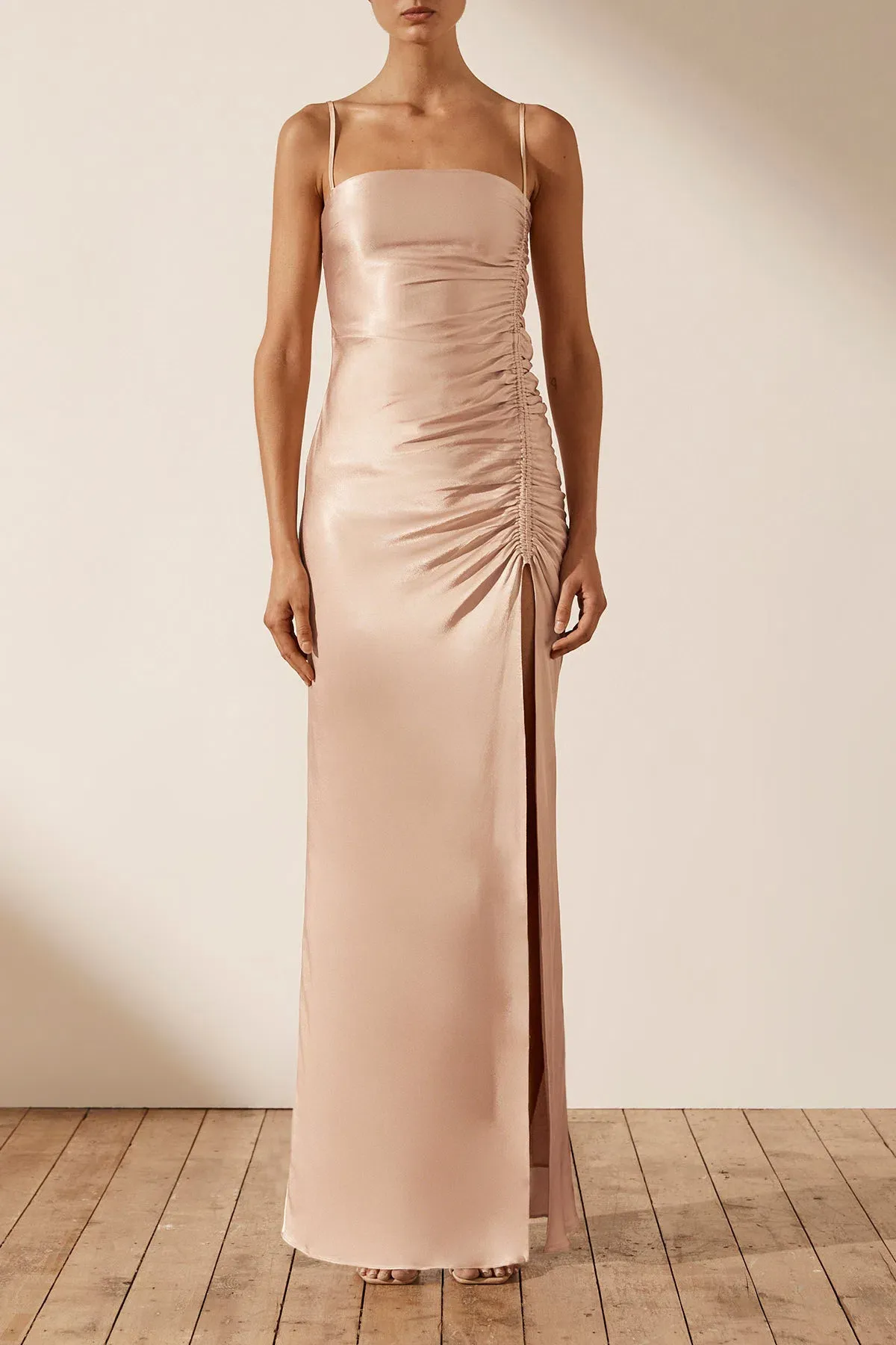 Shona Joy La Lune Ruched Maxi Dress in Desert Rose Size 14 - Image 1