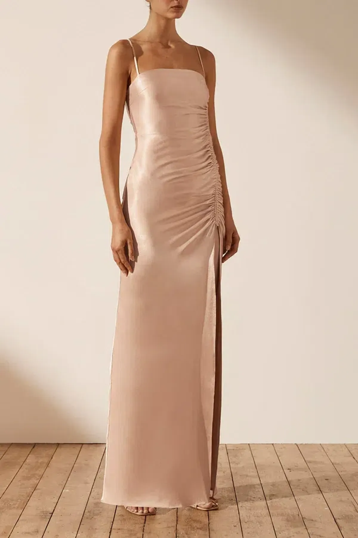 Shona Joy La Lune Ruched Maxi Dress in Desert Rose Size 14 - Image 2