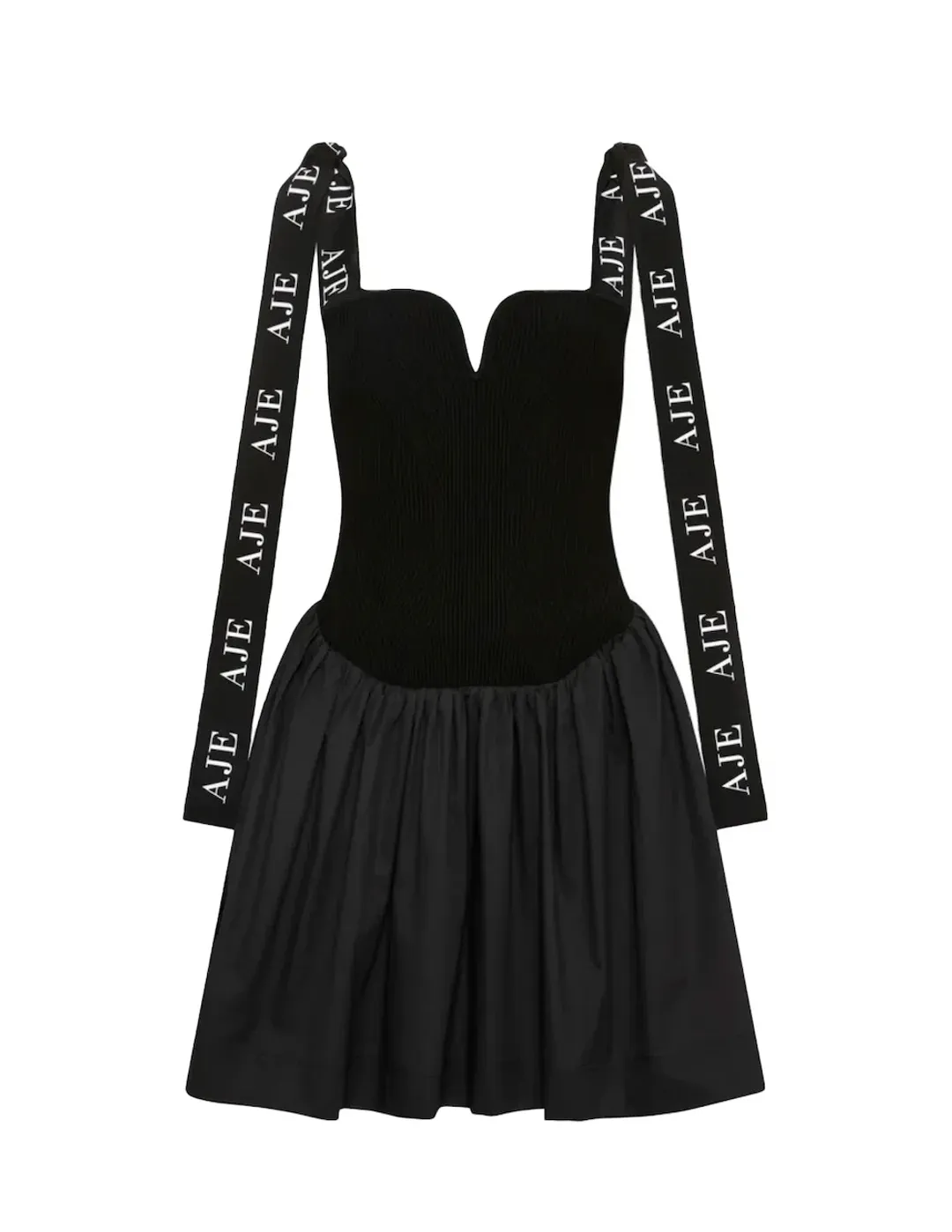 Aje Mira Logo Strap Tulip Mini Dress in Black - Size S for rent on The Volte - main image